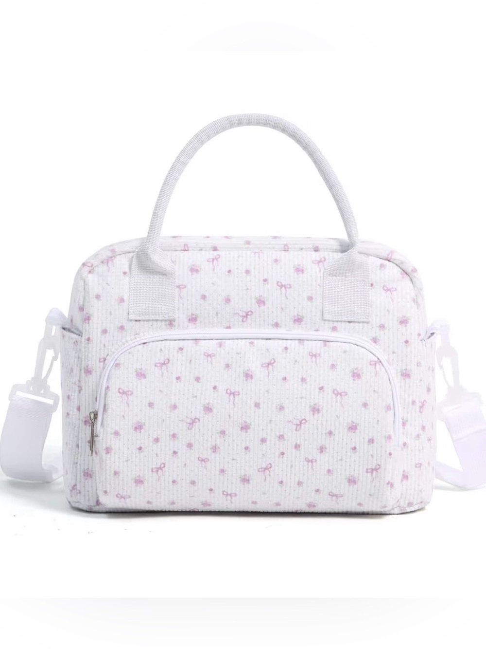 Brand New! Floral Lunch Tote Bag -white/purple
